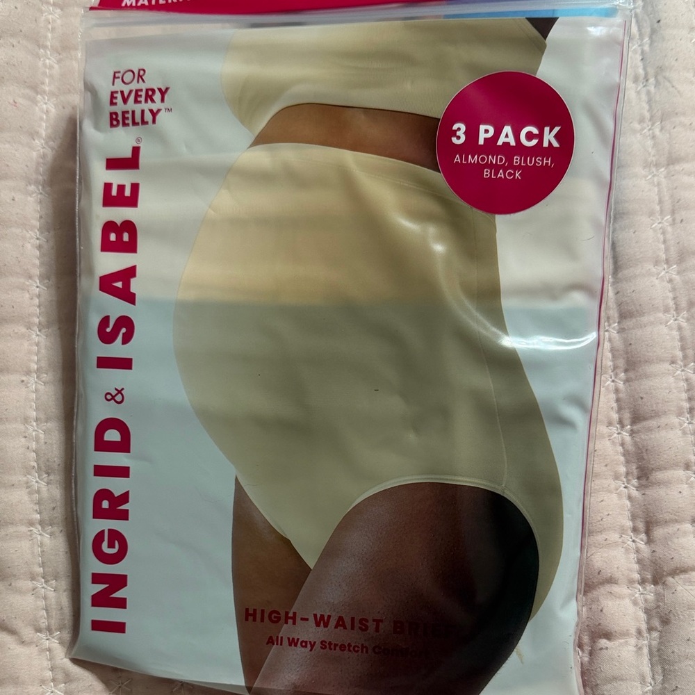 Ingrid & Isabel High-Waist Maternity Briefs in Almond